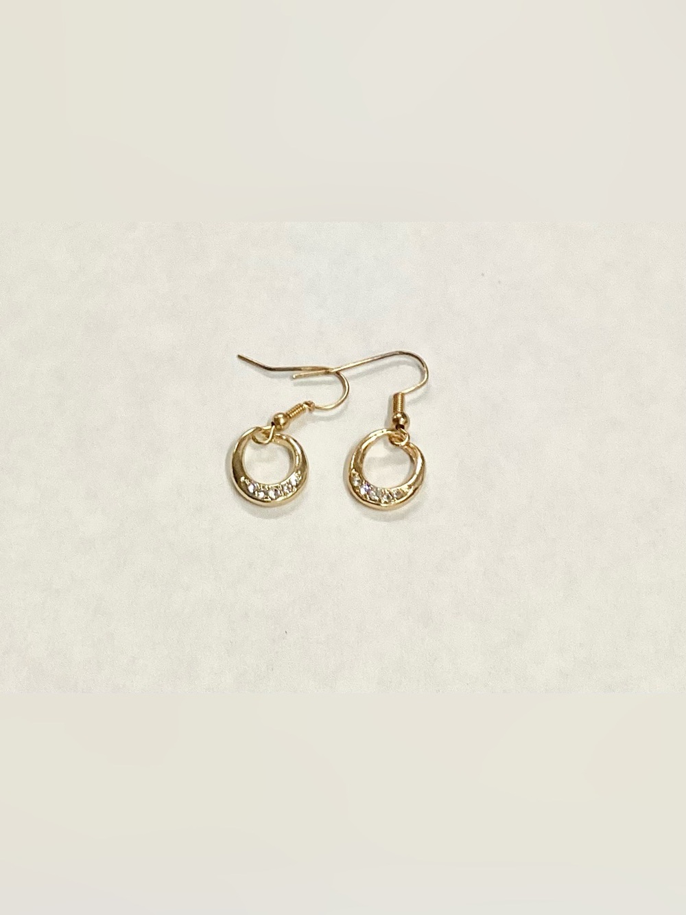 Gold Tone Crystal Crescent Hoop Drop Earrings 🪞✨